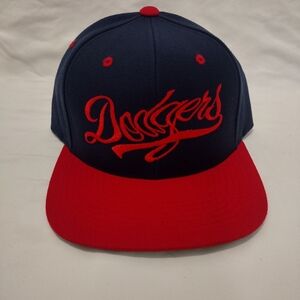 Dodgers Distorted Design Navy and Red Snapback Hat Brand New